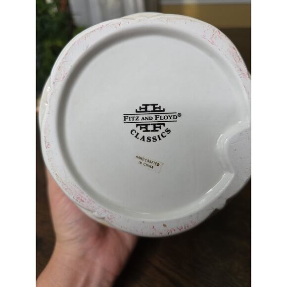 Fitz & Floyd Basket Weave Cookie Jar / Canister - Apple Plums Pear Grape 9 X 7 - Picture 7 of 16